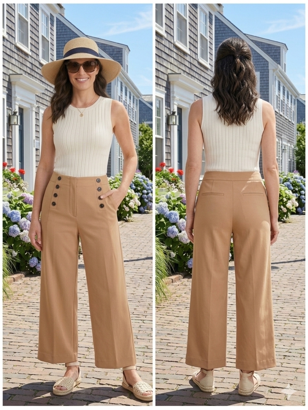 Classic High-Rise Wide-Leg Pants in Tan